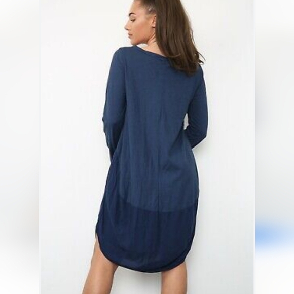 Angela Mara Linen And Cotton Blue Midi Dress Size XL Made In Italy - Picture 2 of 7